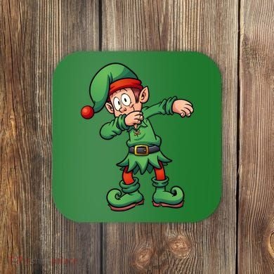 Dabbing Elf Christmas Santa Hat Coaster