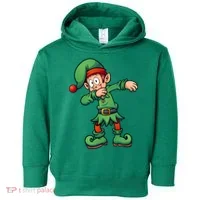 Dabbing Elf Christmas Santa Hat Toddler Hoodie thumb 0
