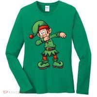 Dabbing Elf Christmas Santa Hat Women's Long Sleeve Shirt thumb 0