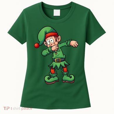Dabbing Elf Christmas Santa Hat Women's T-Shirt