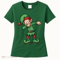 Dabbing Elf Christmas Santa Hat Women's T-Shirt thumb 0
