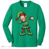 Dabbing Elf Christmas Santa Hat Kids Long Sleeve Shirt thumb 0