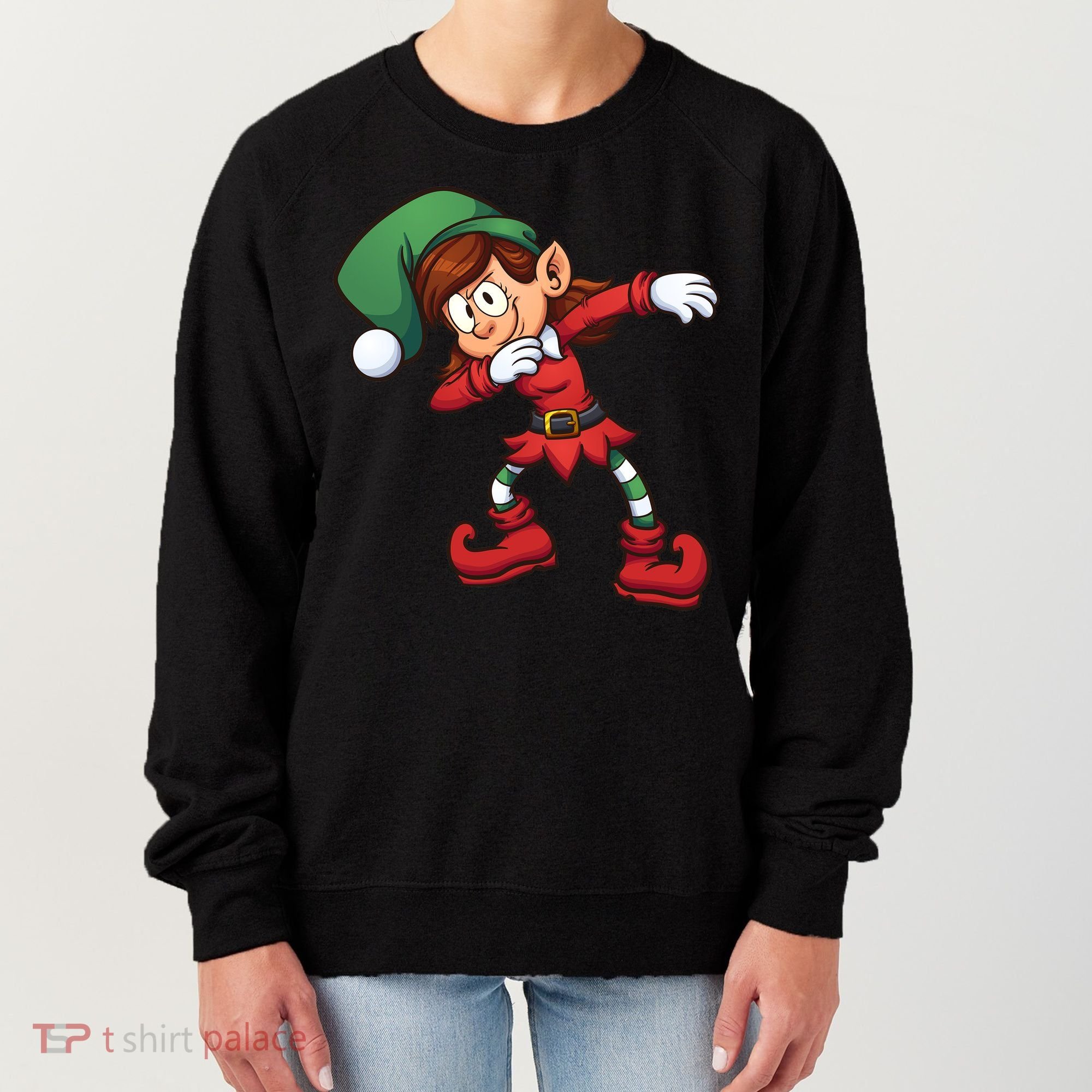 Dabbing Elf Cute Funny Christmas Women's Sweatshirt