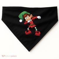 Dabbing Elf Cute Funny Christmas USA-Made Doggie Bandana thumb 0