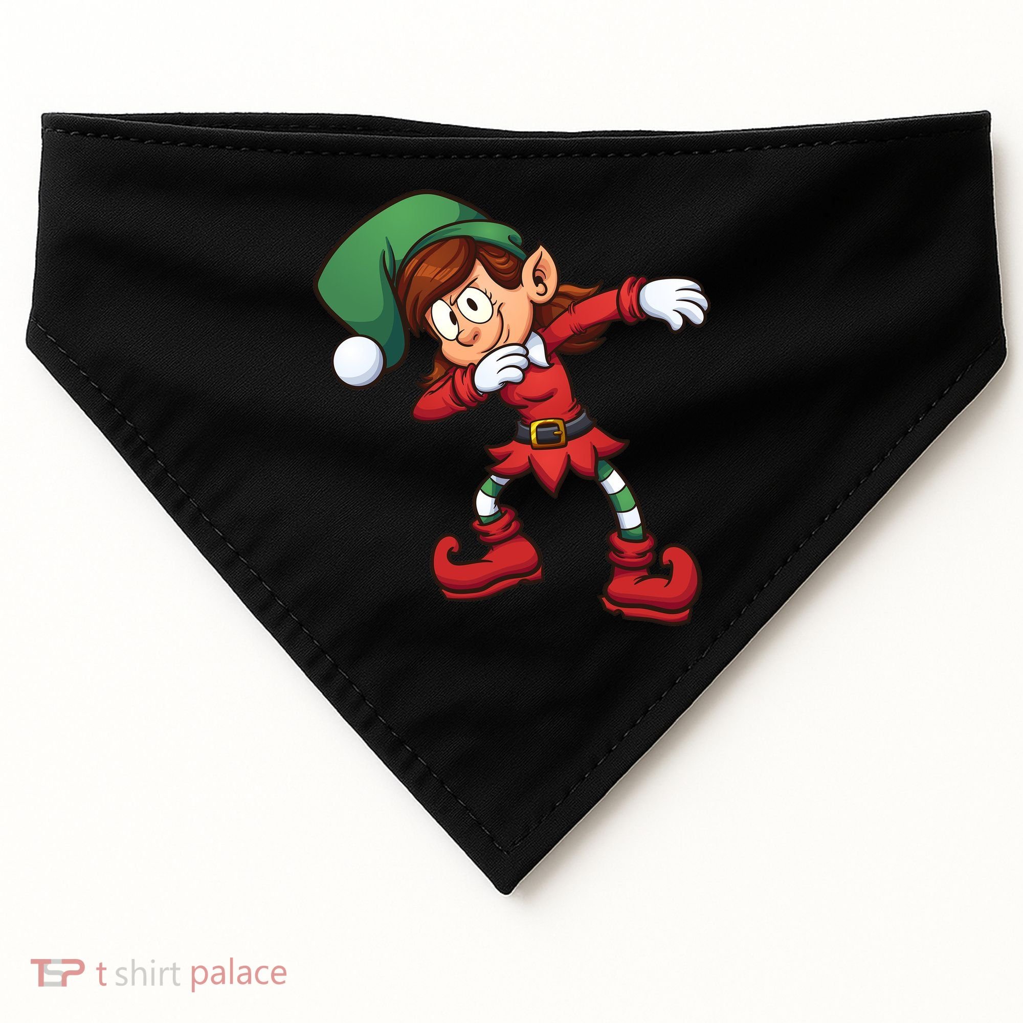Dabbing Elf Cute Funny Christmas USA-Made Doggie Bandana