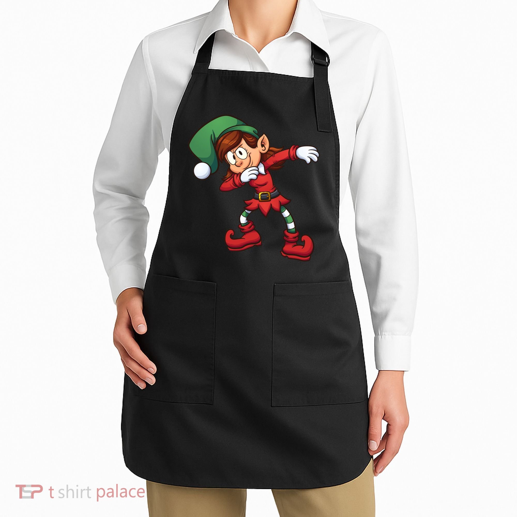 Dabbing Elf Cute Funny Christmas Apron