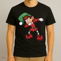 Dabbing Elf Cute Funny Christmas T-Shirt thumb 3