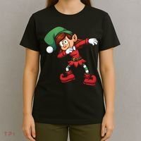 Dabbing Elf Cute Funny Christmas T-Shirt thumb 4