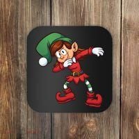 Dabbing Elf Cute Funny Christmas Coaster thumb 0