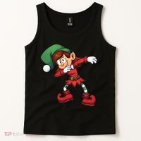 Dabbing Elf Cute Funny Christmas Tank Top thumb 2