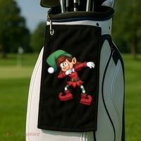 Dabbing Elf Cute Funny Christmas Golf Towel thumb 2