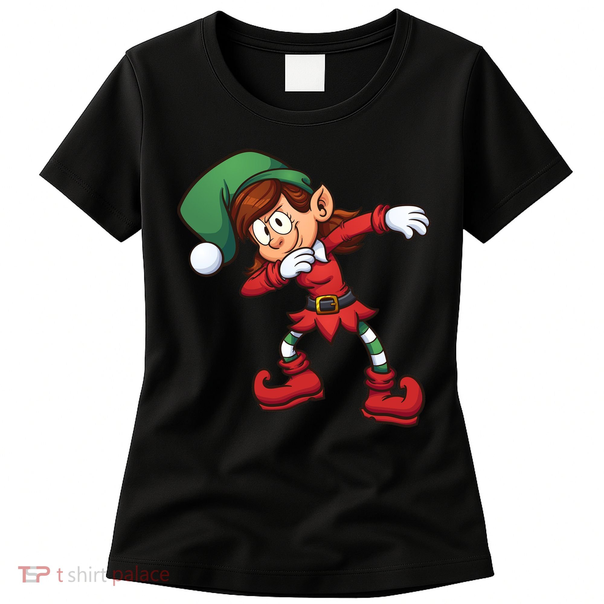 Dabbing Elf Cute Funny Christmas Women's T-Shirt