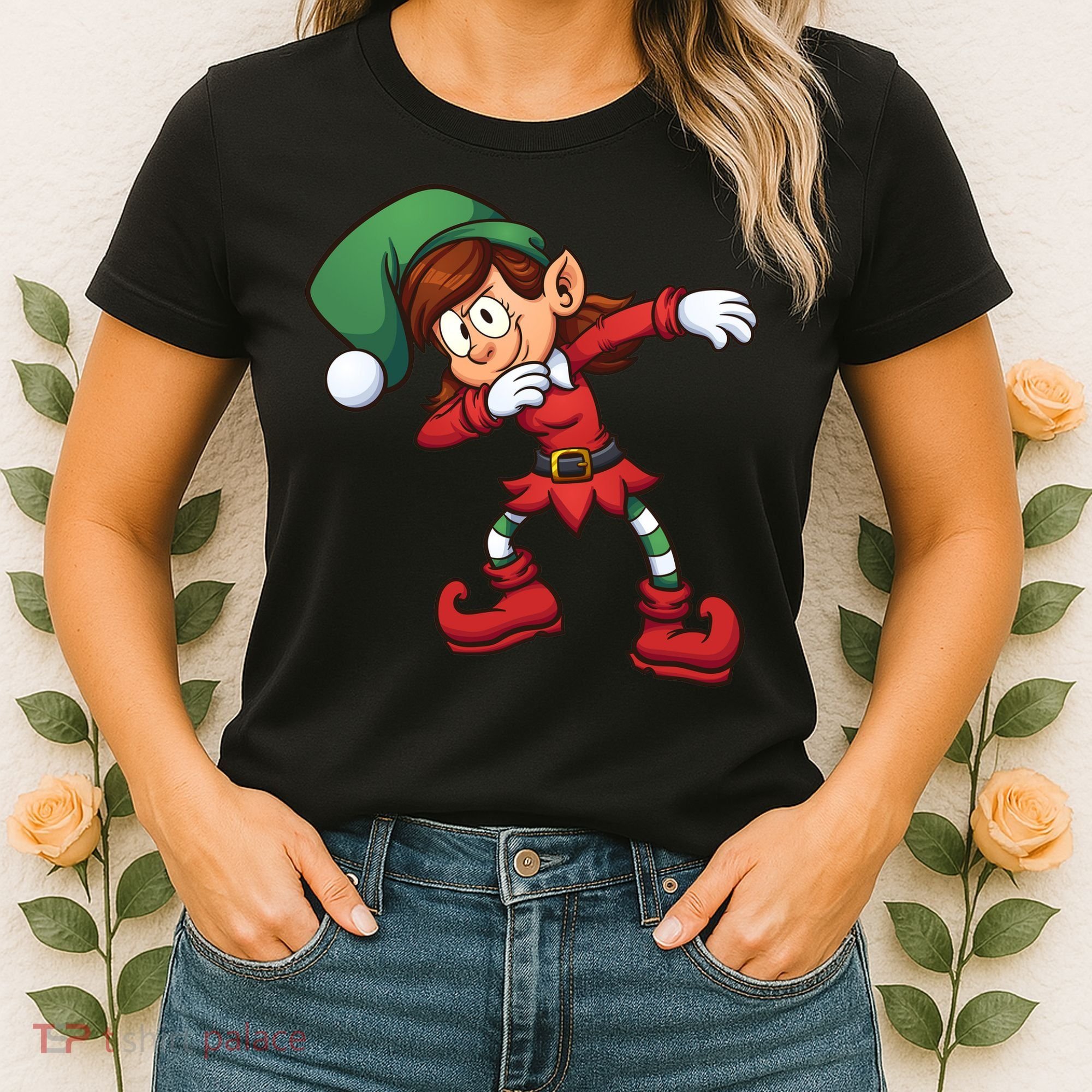 Dabbing Elf Cute Funny Christmas Women's T-Shirt