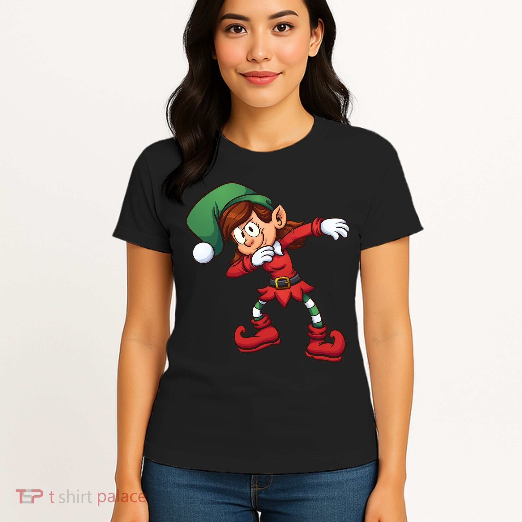 Dabbing Elf Cute Funny Christmas Women's T-Shirt