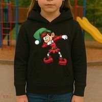 Dabbing Elf Cute Funny Christmas Kids Hoodie thumb 3