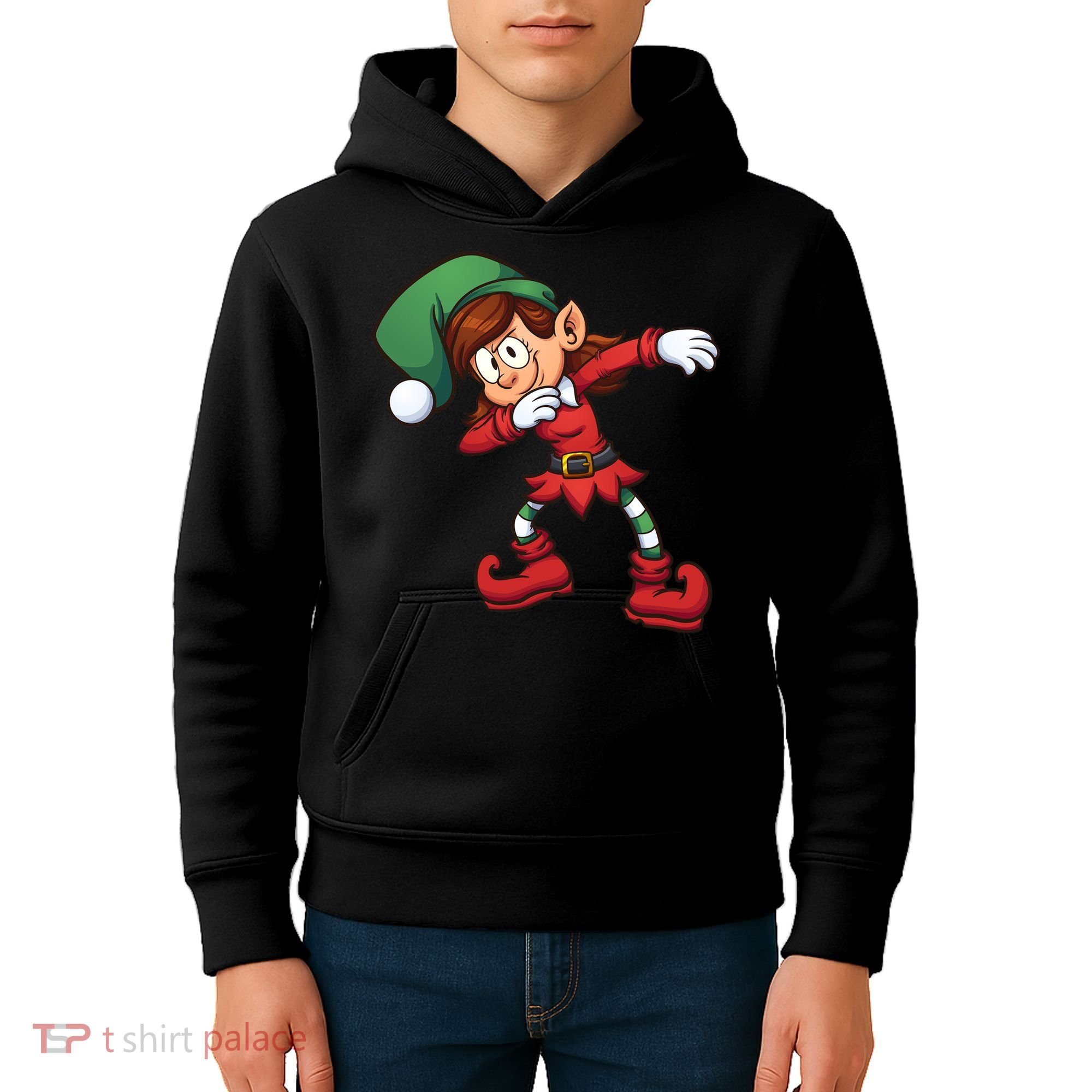 Dabbing Elf Cute Funny Christmas Kids Hoodie