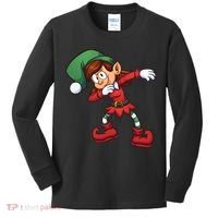 Dabbing Elf Cute Funny Christmas Kids Long Sleeve Shirt thumb 0