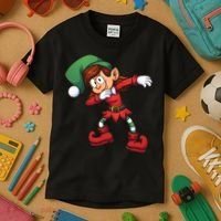 Dabbing Elf Cute Funny Christmas Kids T-Shirt thumb 3