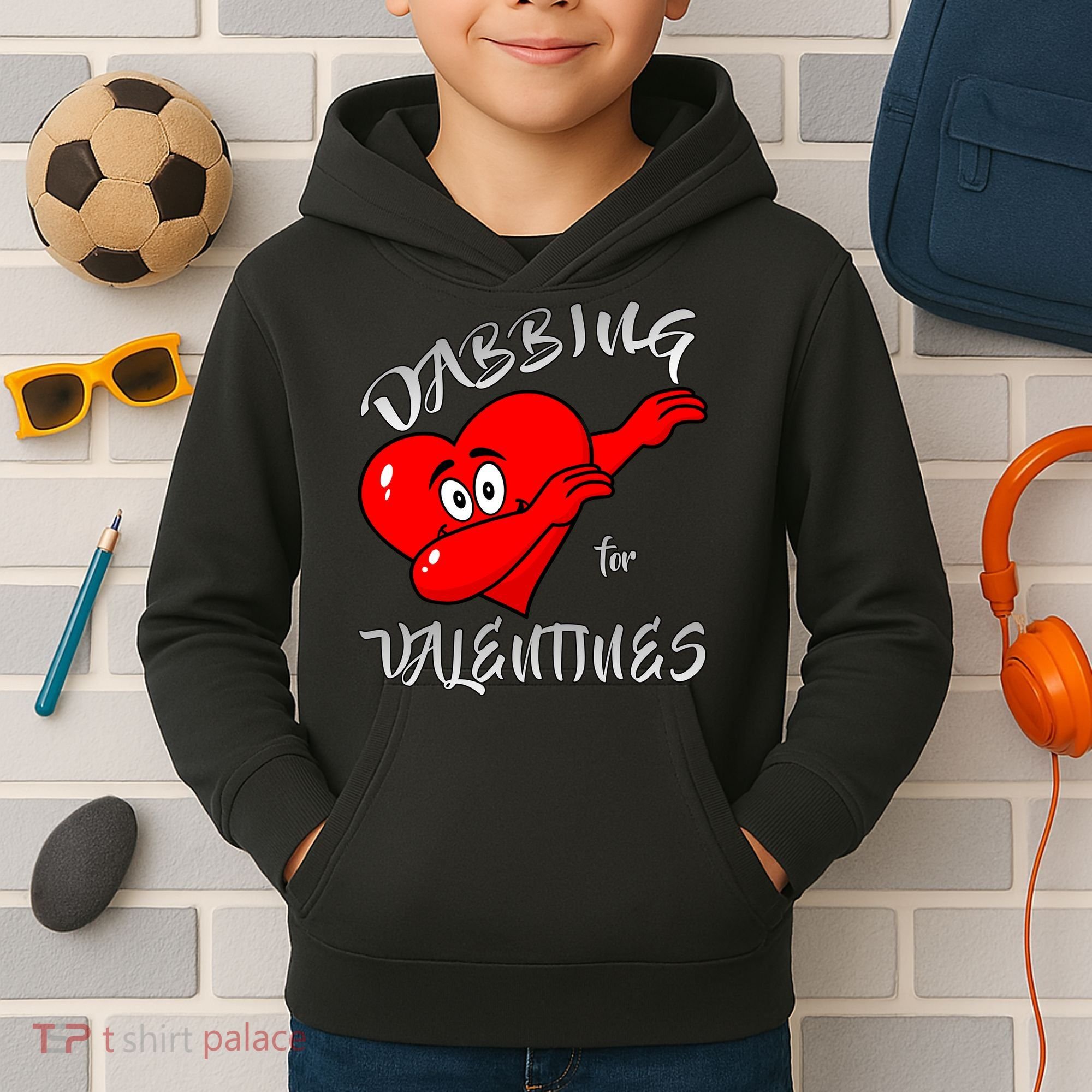 Dabbing For Love Valentines Day Heart Kids Hoodie