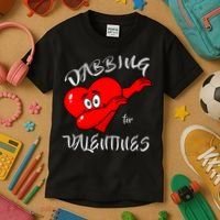Dabbing For Love Valentines Day Heart Kids T-Shirt thumb 3