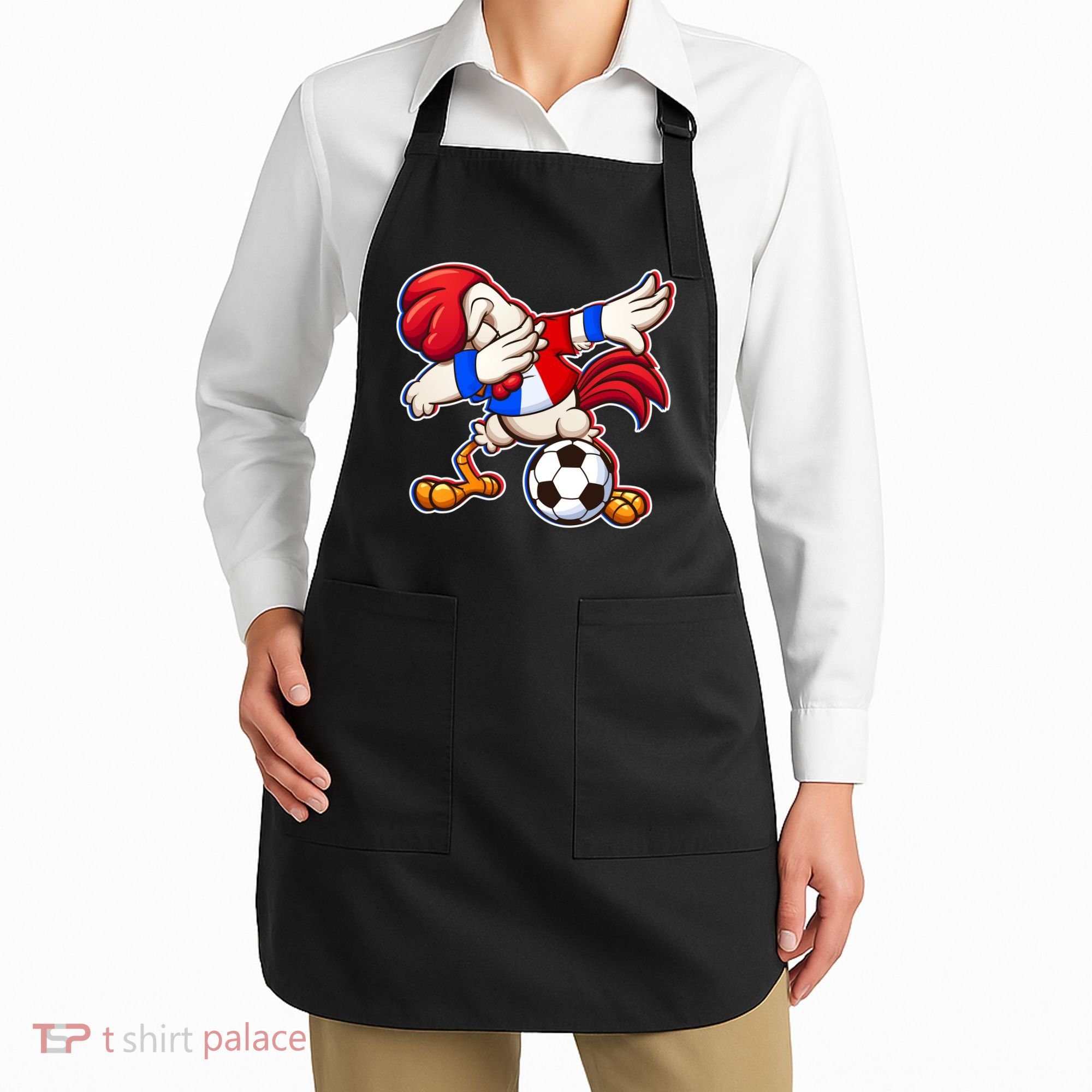 Dabbing French Soccer Rooster Apron