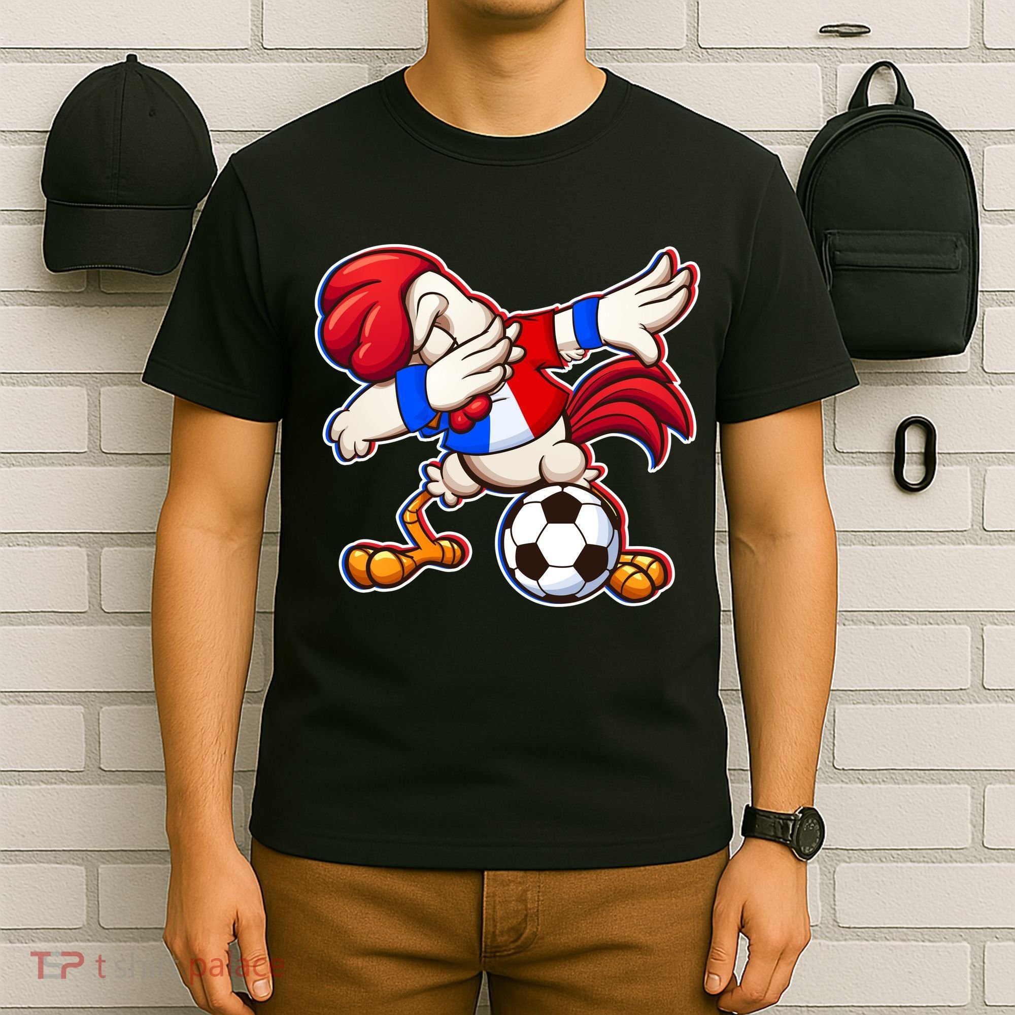 Dabbing French Soccer Rooster T-Shirt