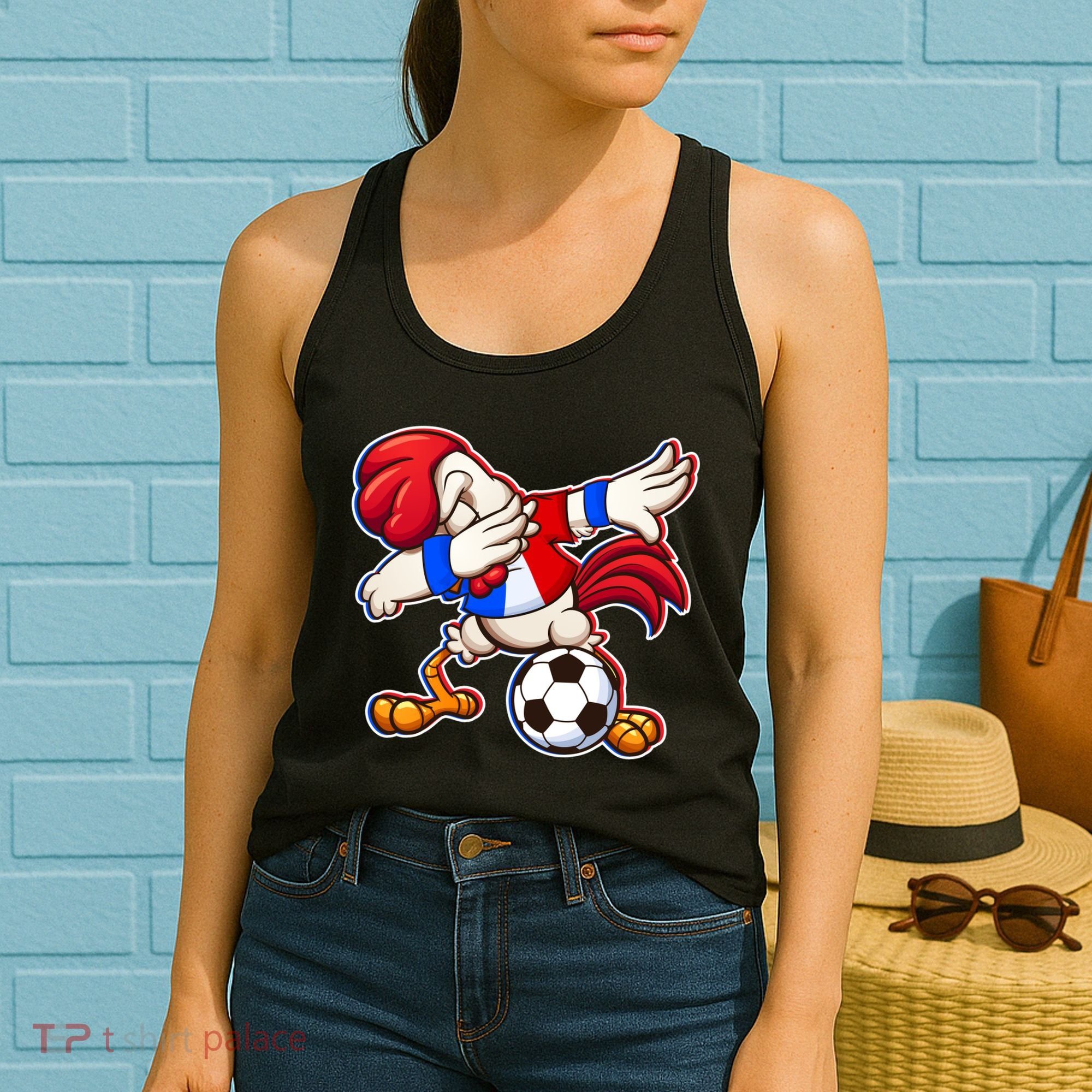 Dabbing French Soccer Rooster Women's Tank Top