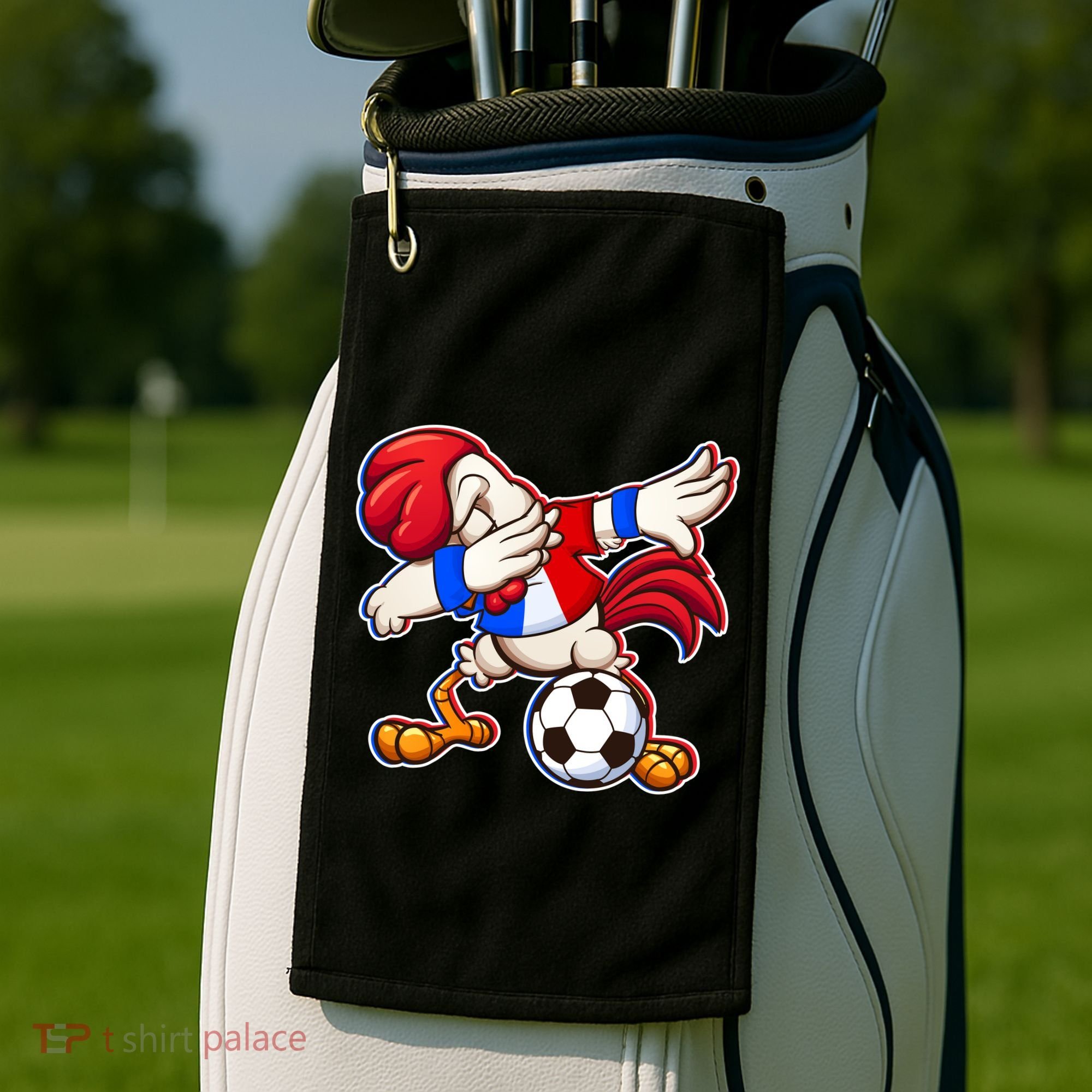 Dabbing French Soccer Rooster Golf Towel