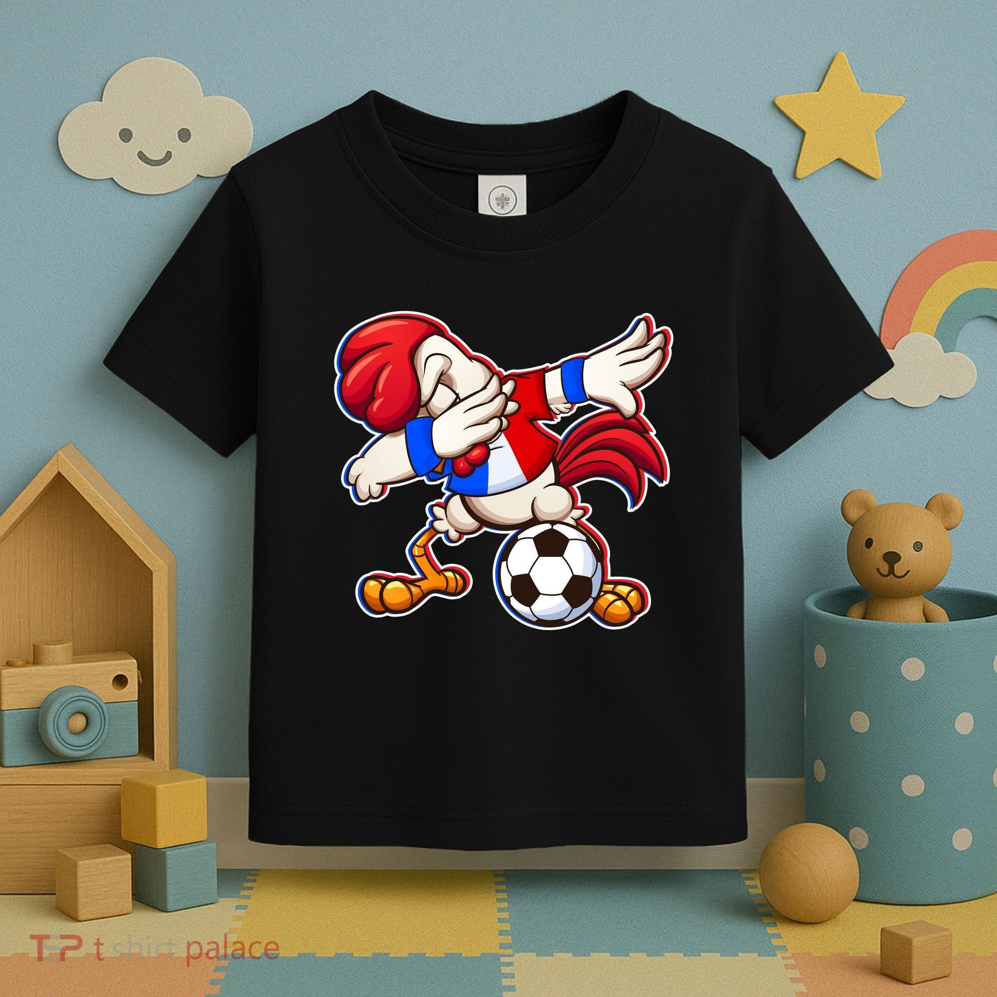 Dabbing French Soccer Rooster Toddler T-Shirt