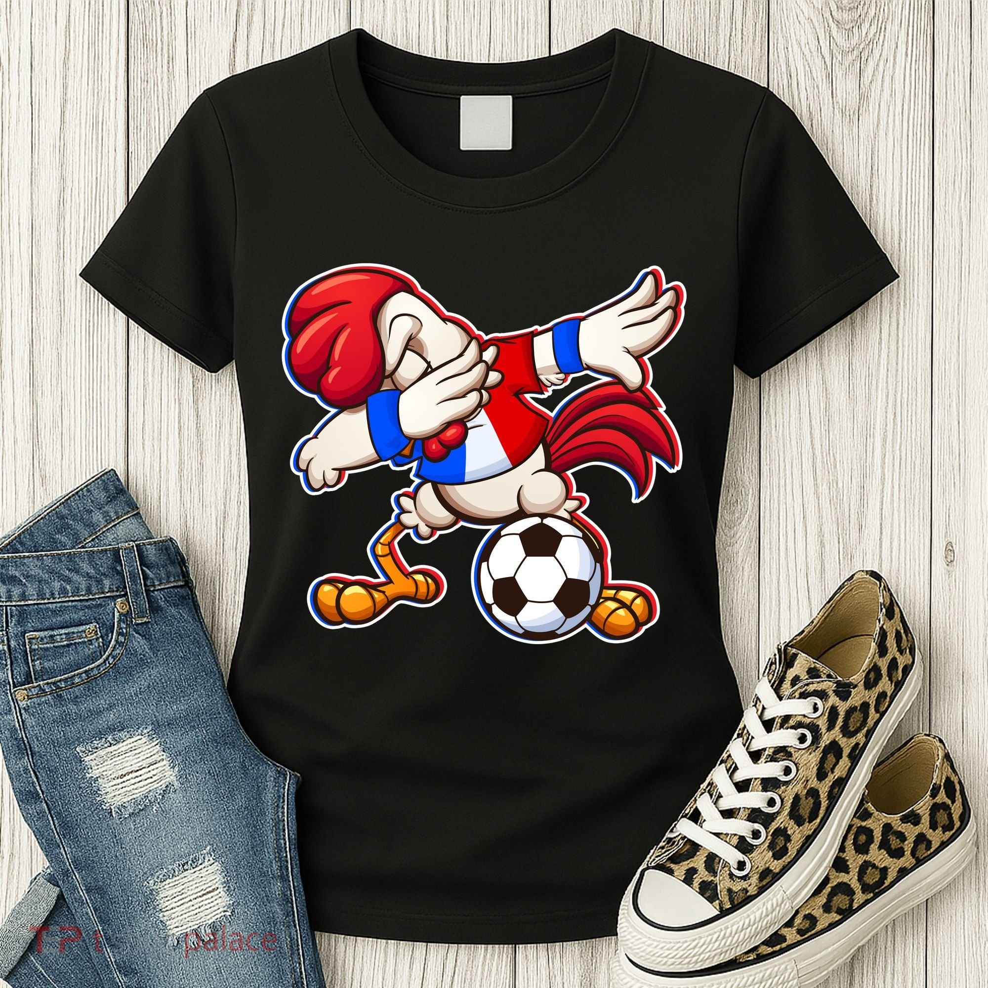 Dabbing French Soccer Rooster Women's T-Shirt