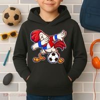 Dabbing French Soccer Rooster Kids Hoodie thumb 2