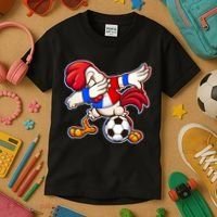 Dabbing French Soccer Rooster Kids T-Shirt thumb 3