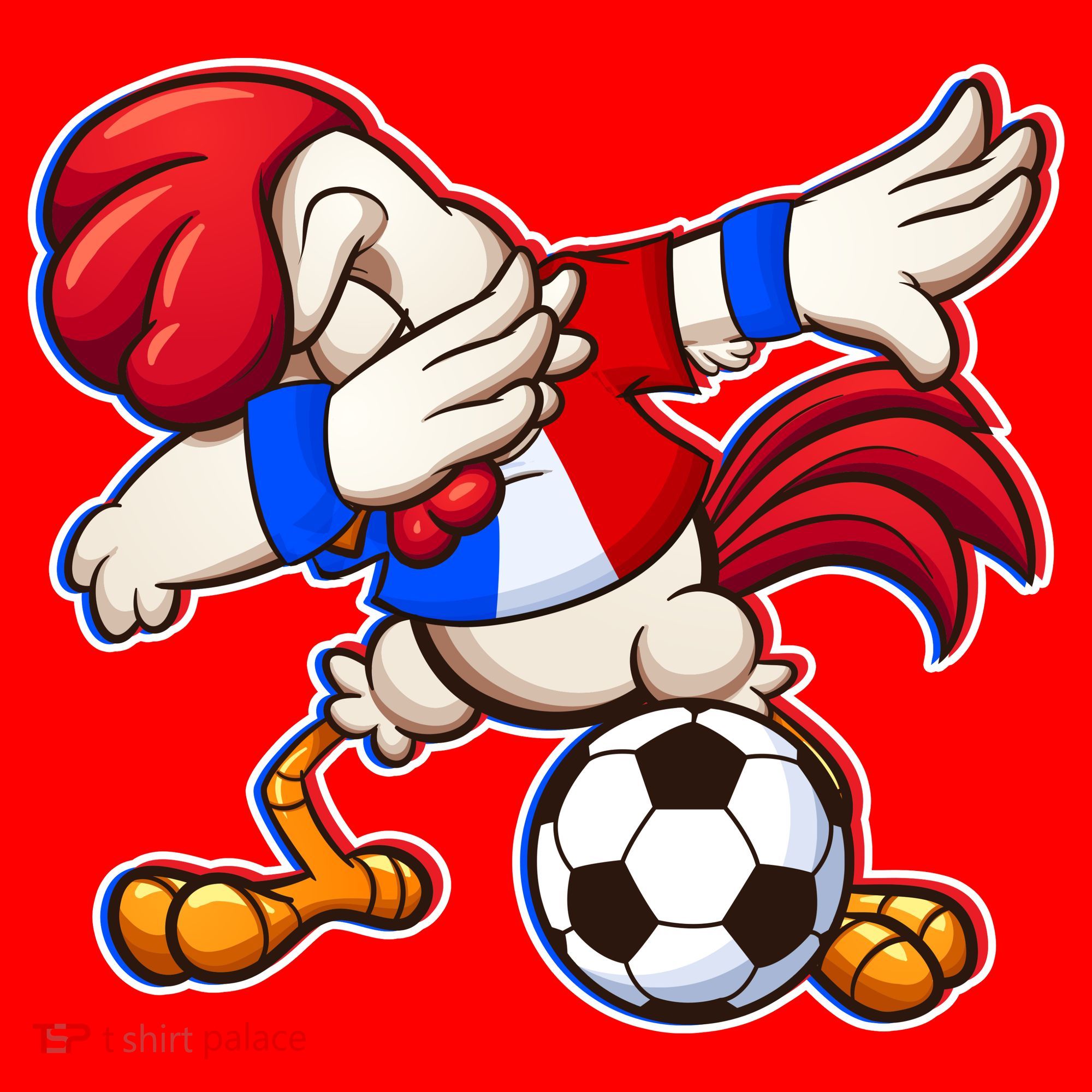 Dabbing French Soccer Rooster Santa Hat
