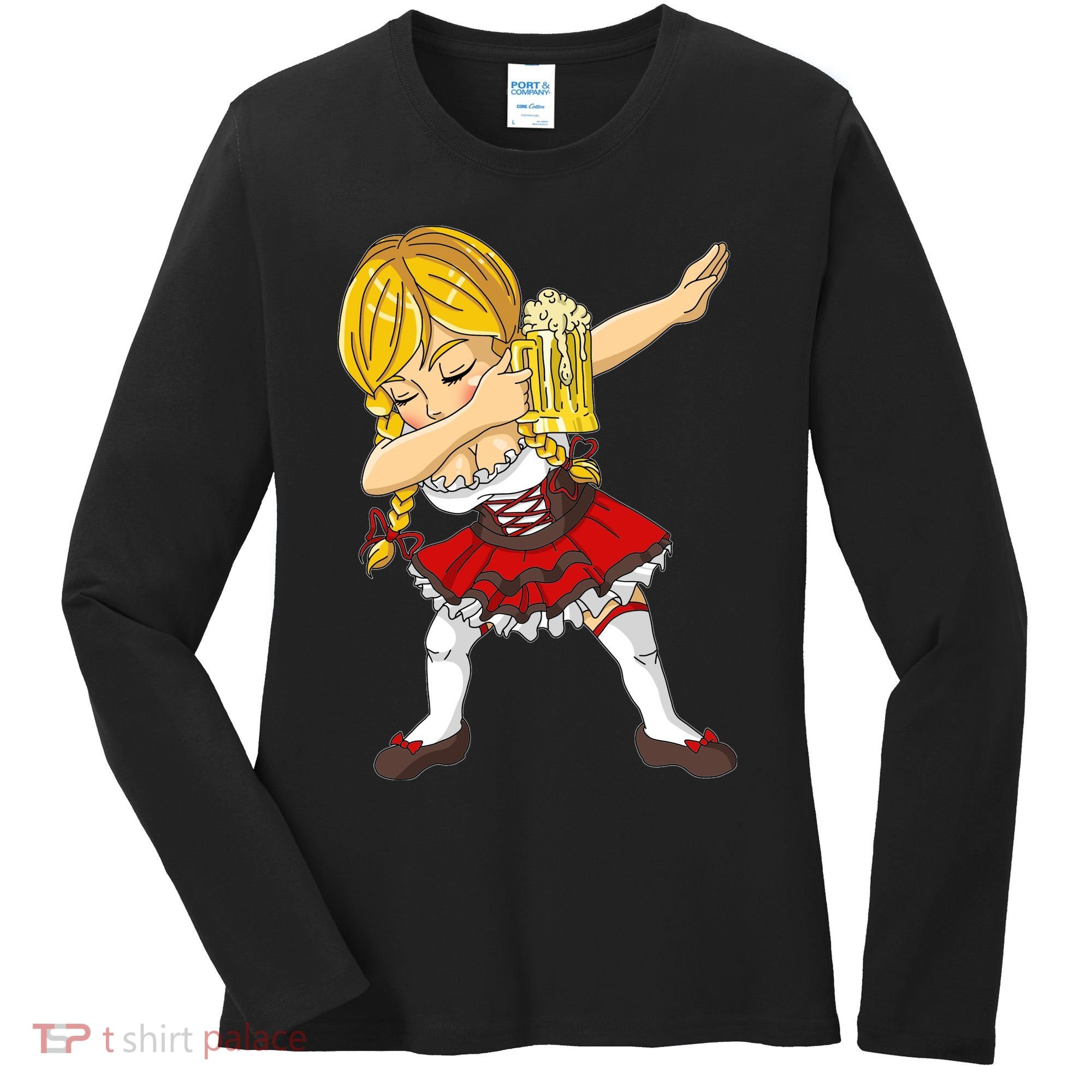 Dabbing German Girl Oktoberfest Women's Long Sleeve Shirt