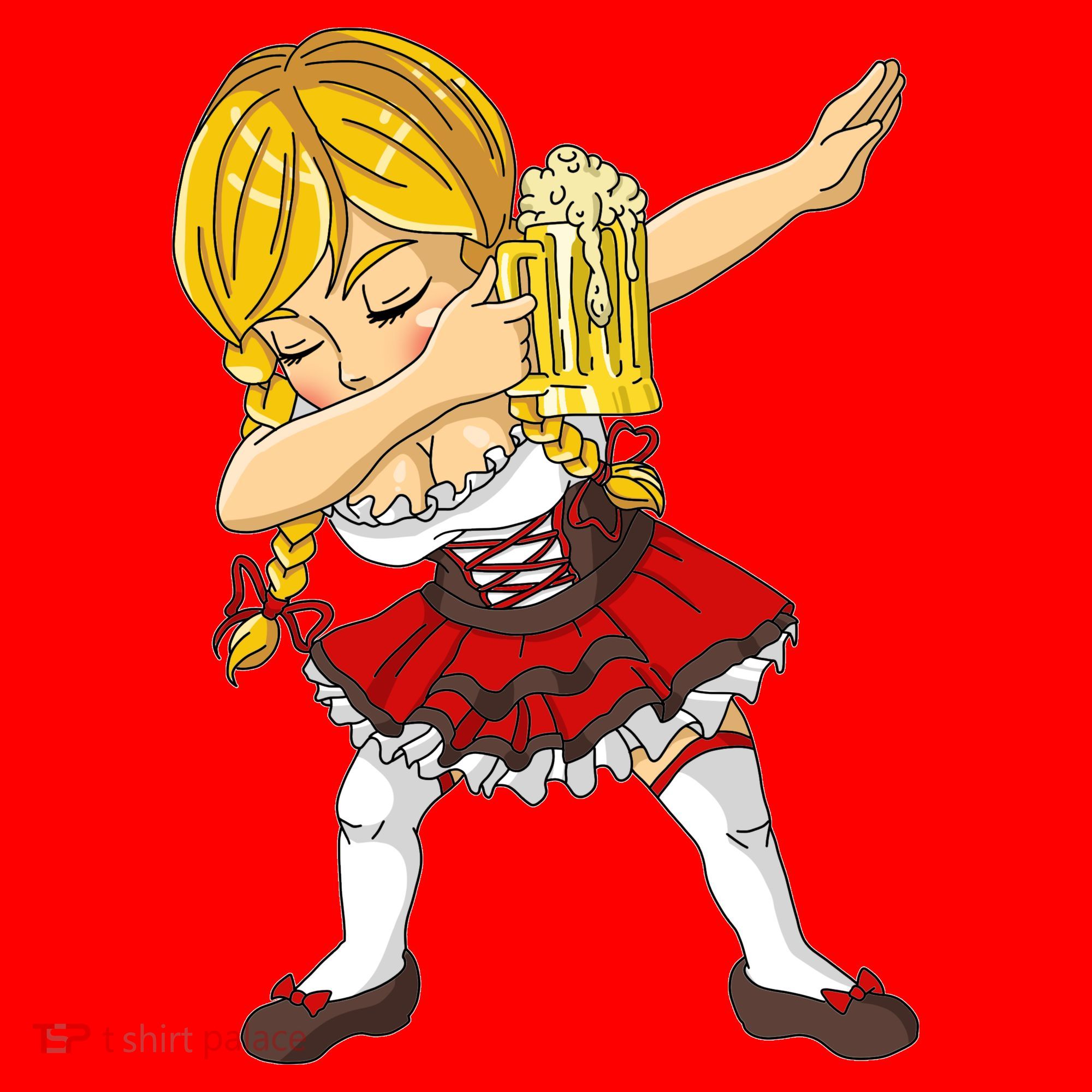 Dabbing German Girl Oktoberfest Santa Hat