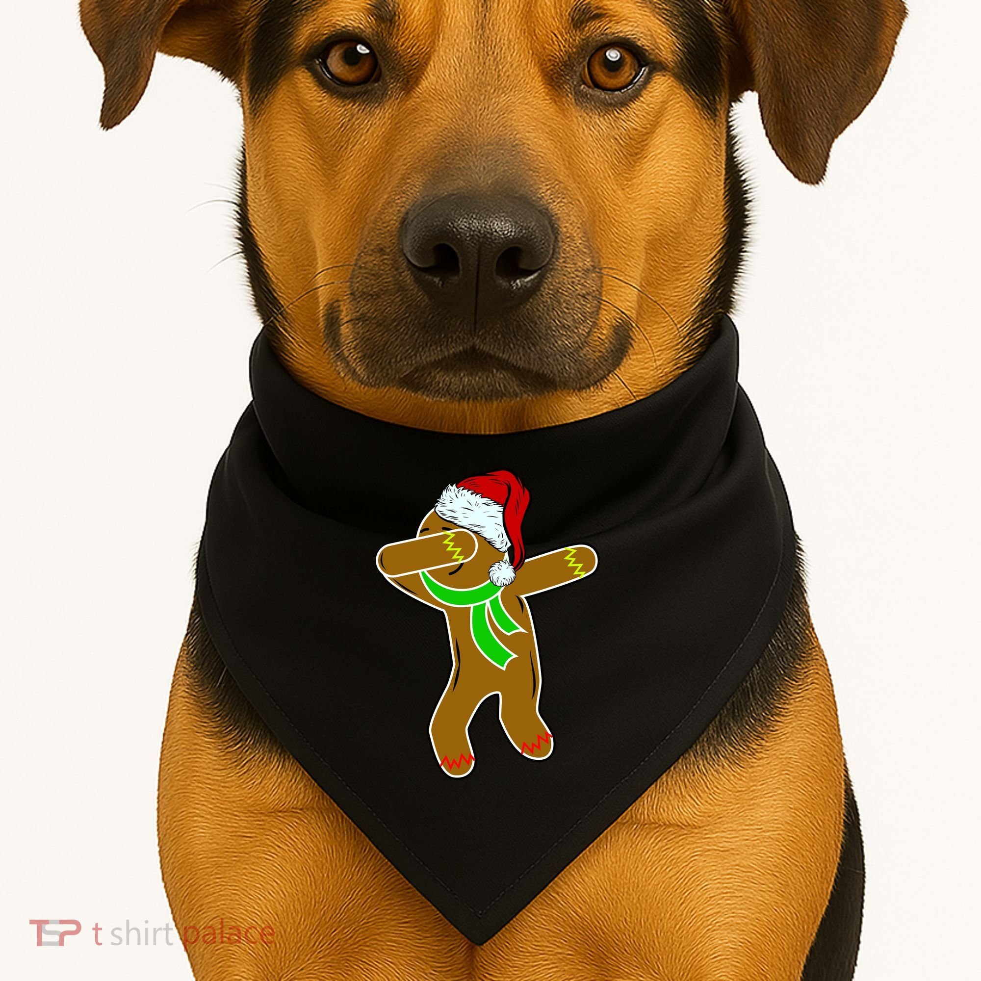 Dabbing Gingerbread Man USA-Made Doggie Bandana