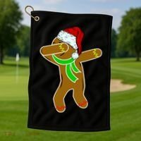 Dabbing Gingerbread Man Golf Towel thumb 1