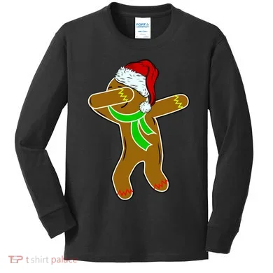 Dabbing Gingerbread Man Kids Long Sleeve Shirt