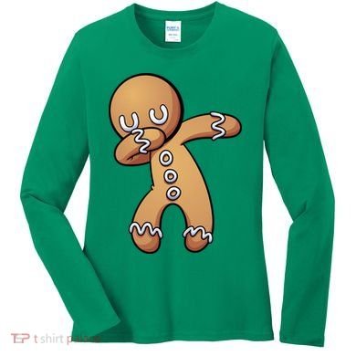 Dabbing Gingerbread Man Christmas  Women's Long Sleeve Shirt