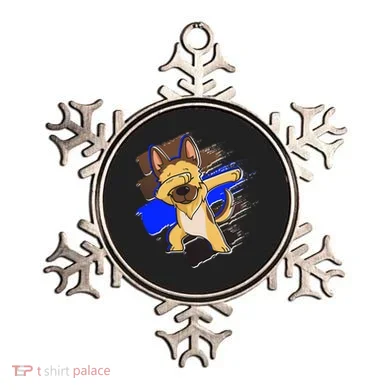 Dabbing K-9 Blue Police Thin Line Ornament