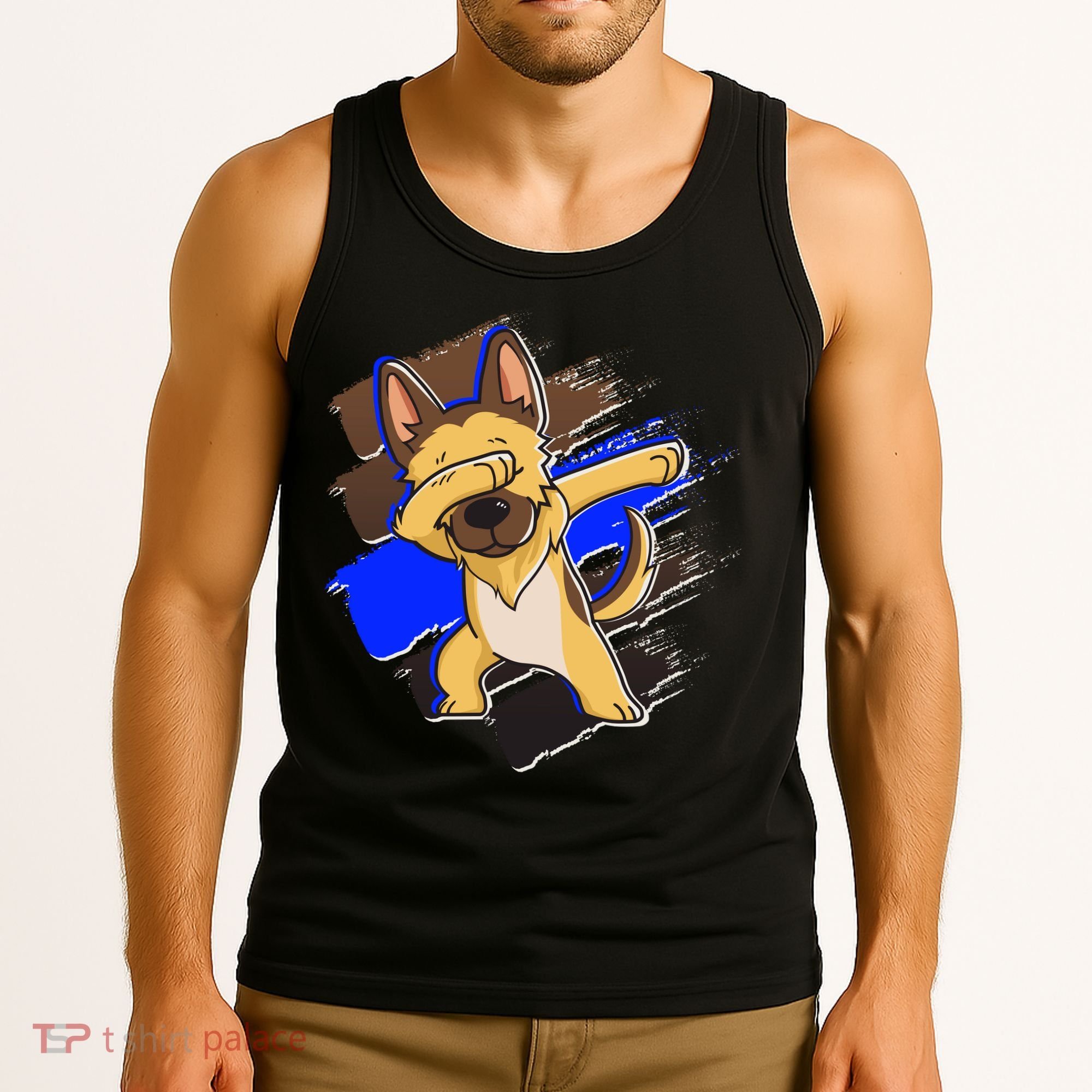 Dabbing K-9 Blue Police Thin Line Tank Top