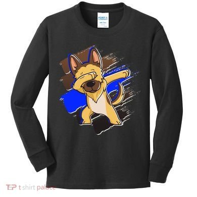 Dabbing K-9 Blue Police Thin Line Kids Long Sleeve Shirt