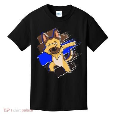 Dabbing K-9 Blue Police Thin Line Kids T-Shirt