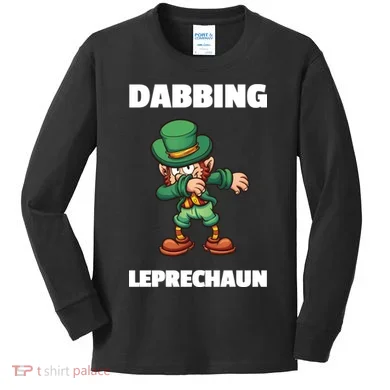 Dabbing Leprechaun Kids Long Sleeve Shirt
