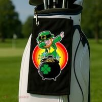 Dabbing Leprechaun Funny Irish Dab St. Patrick's Day Golf Towel thumb 2