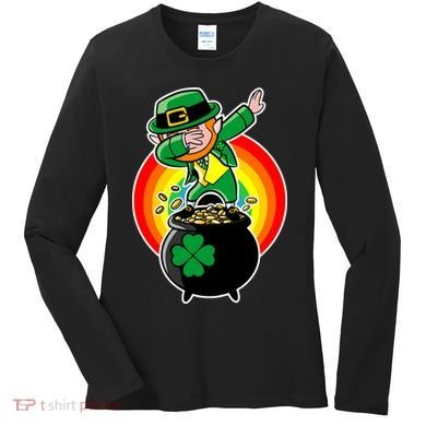Dabbing Leprechaun Funny Irish Dab St. Patrick's Day Women's Long Sleeve Shirt