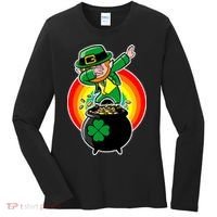 Dabbing Leprechaun Funny Irish Dab St. Patrick's Day Women's Long Sleeve Shirt thumb 0