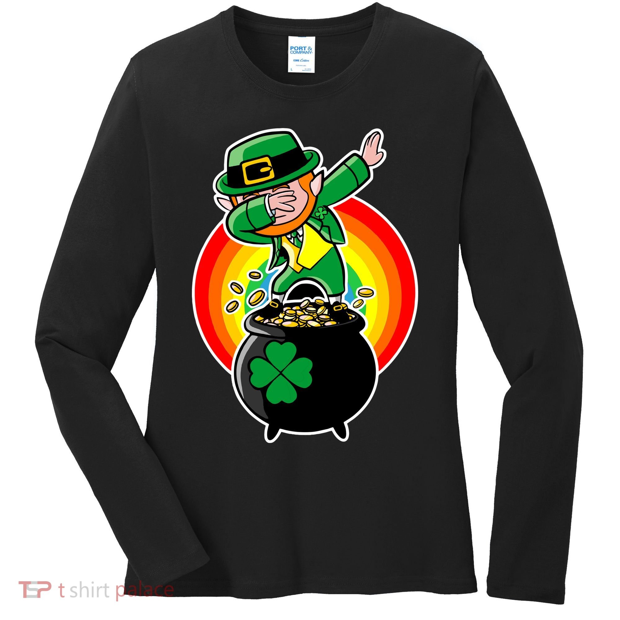 Dabbing Leprechaun Funny Irish Dab St. Patrick's Day Women's Long Sleeve Shirt