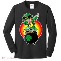 Dabbing Leprechaun Funny Irish Dab St. Patrick's Day Kids Long Sleeve Shirt thumb 0