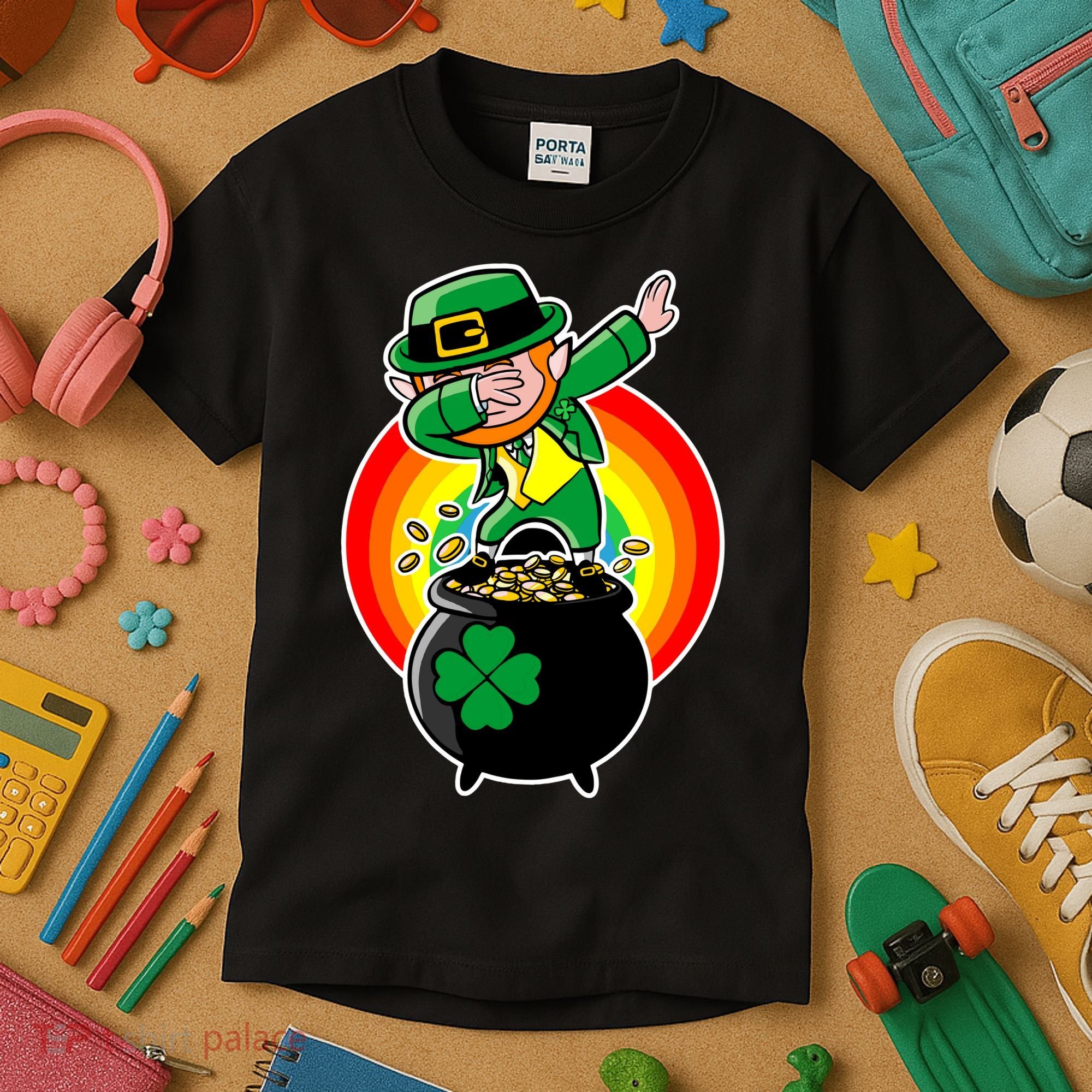 Dabbing Leprechaun Funny Irish Dab St. Patrick's Day Kids T-Shirt